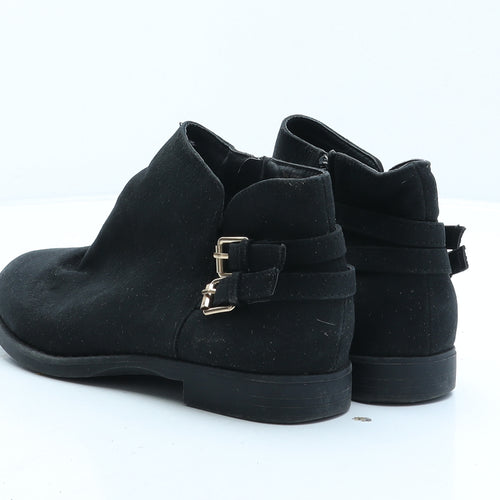 Preworn Womens Black Suede Biker Boot UK 4