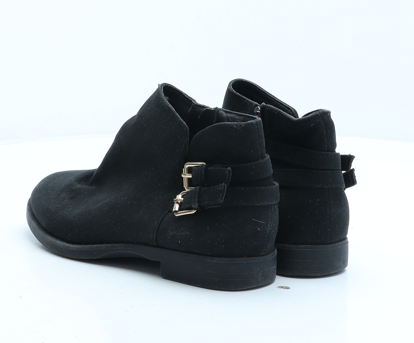 Preworn Womens Black Suede Biker Boot UK 4