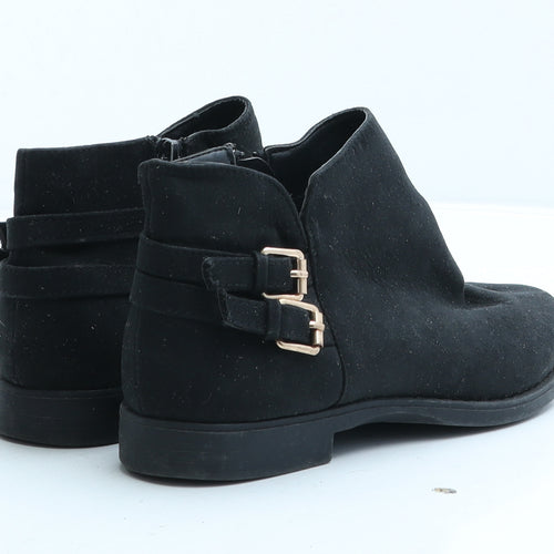 Preworn Womens Black Suede Biker Boot UK 4