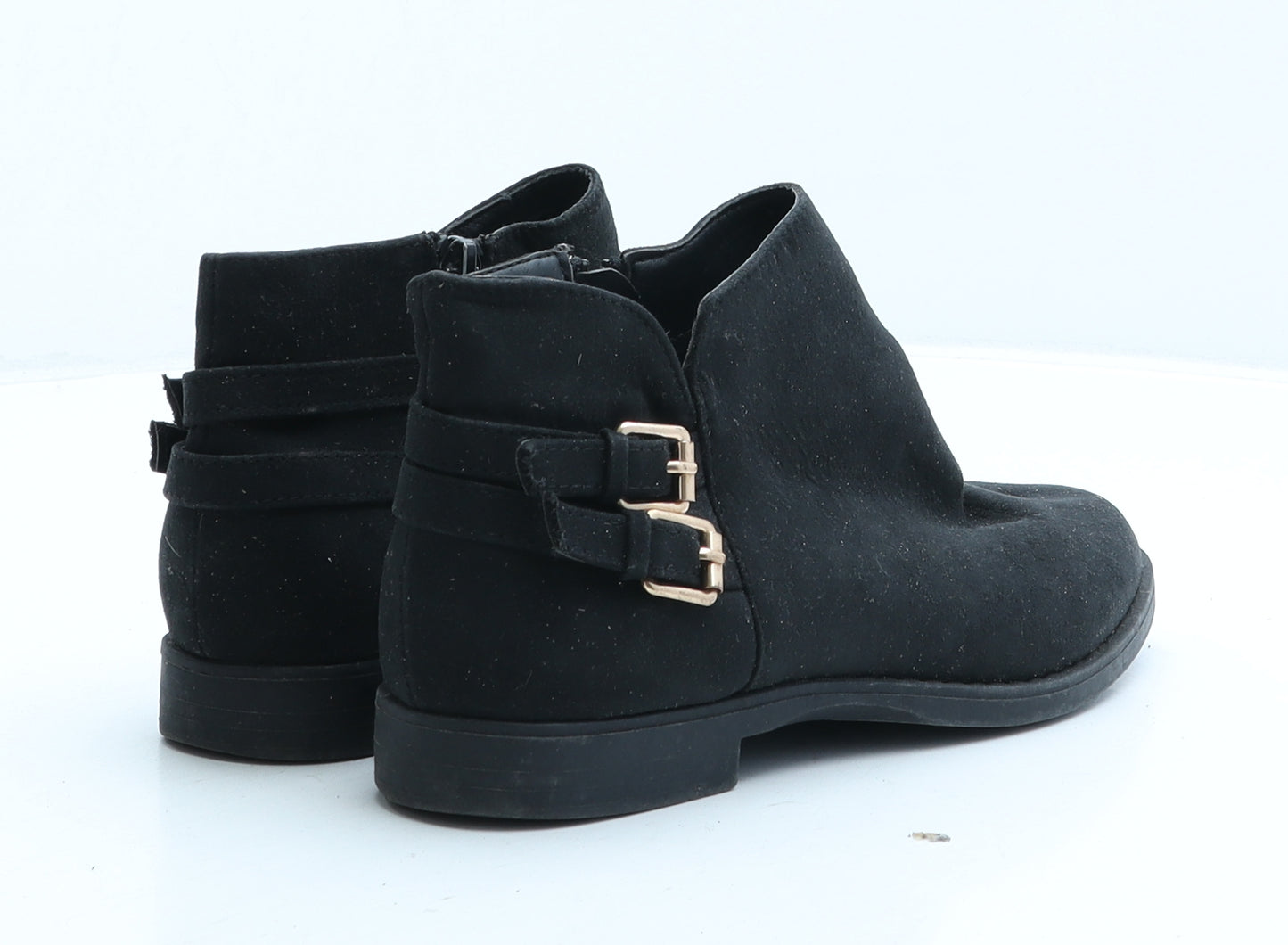 Preworn Womens Black Suede Biker Boot UK 4