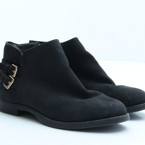 Preworn Womens Black Suede Biker Boot UK 4