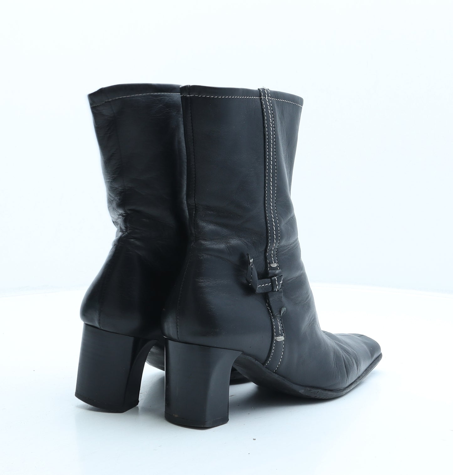 Jean&Jean Womens Black Leather Bootie Boot UK 4