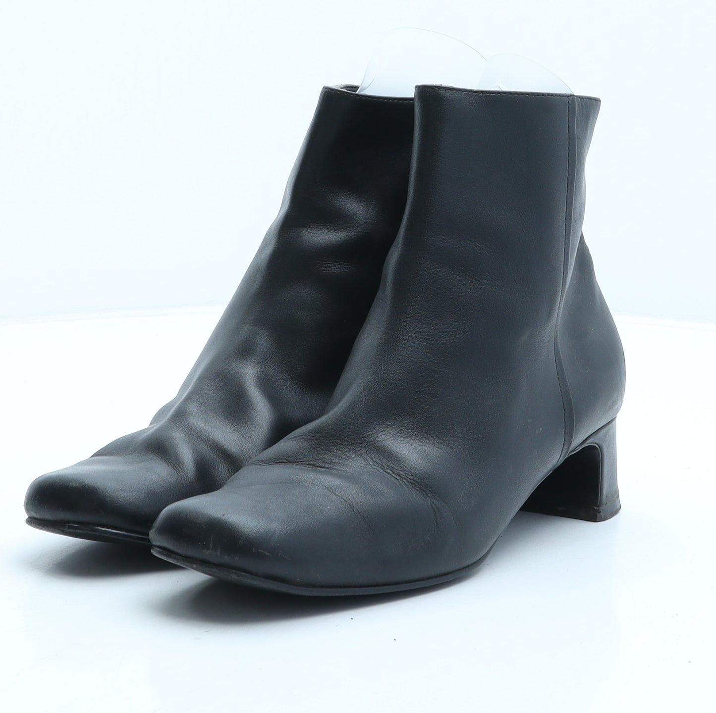 Preworn Womens Black Leather Bootie Boot UK 3.5
