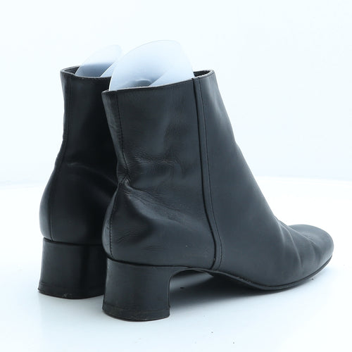 Preworn Womens Black Leather Bootie Boot UK 3.5