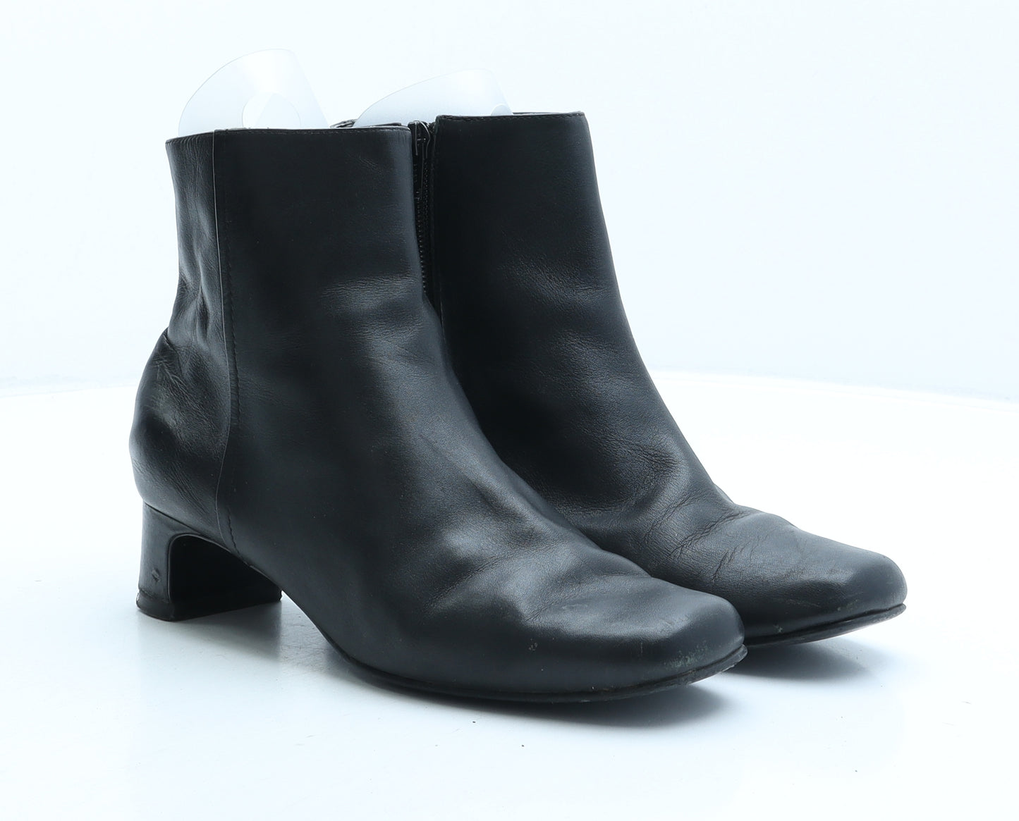 Preworn Womens Black Leather Bootie Boot UK 3.5