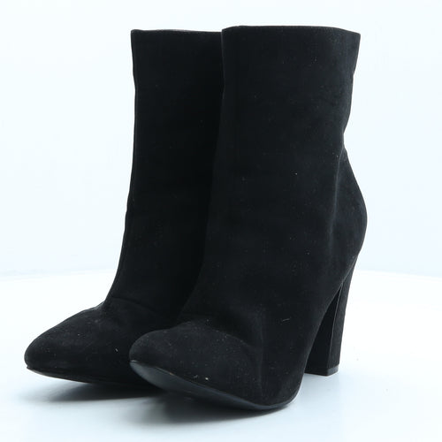 Preworn Womens Black Suede Bootie Boot UK 8