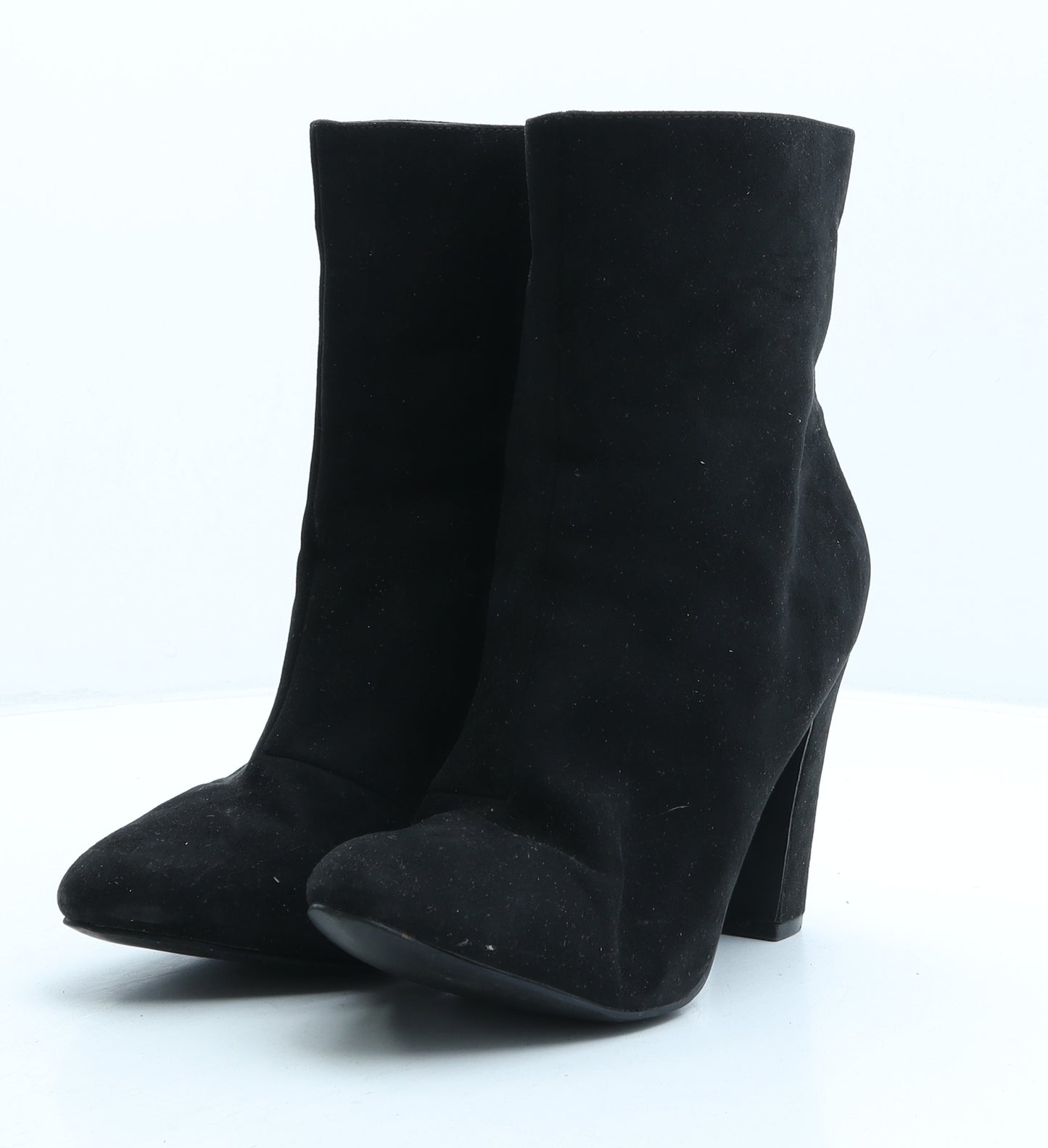Preworn Womens Black Suede Bootie Boot UK 8