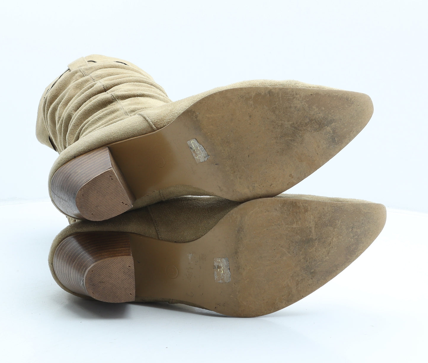 Preworn Womens Beige Suede Cowboy Boot UK 8 41