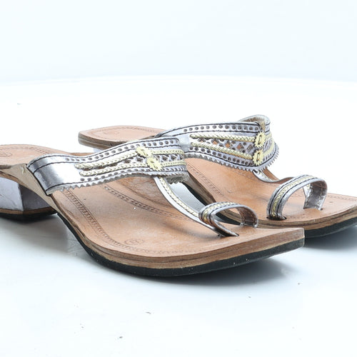 Preworn Womens Grey Silk Strappy Sandal UK 8