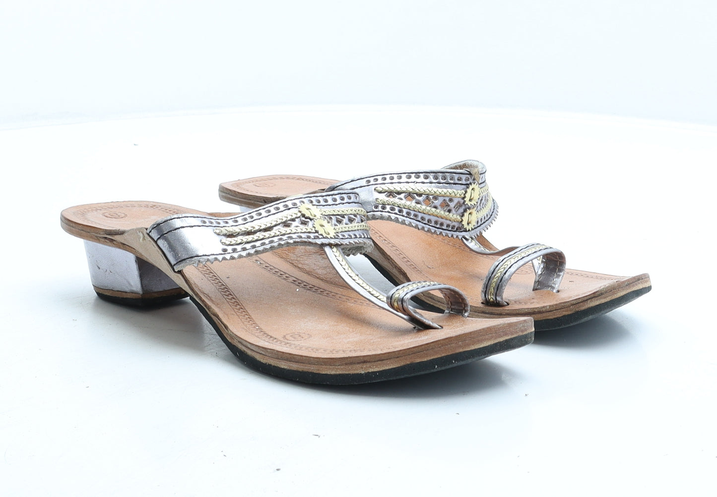 Preworn Womens Grey Silk Strappy Sandal UK 8