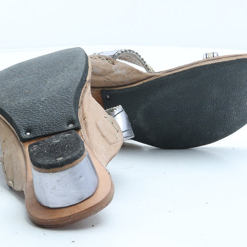 Preworn Womens Grey Silk Strappy Sandal UK 8