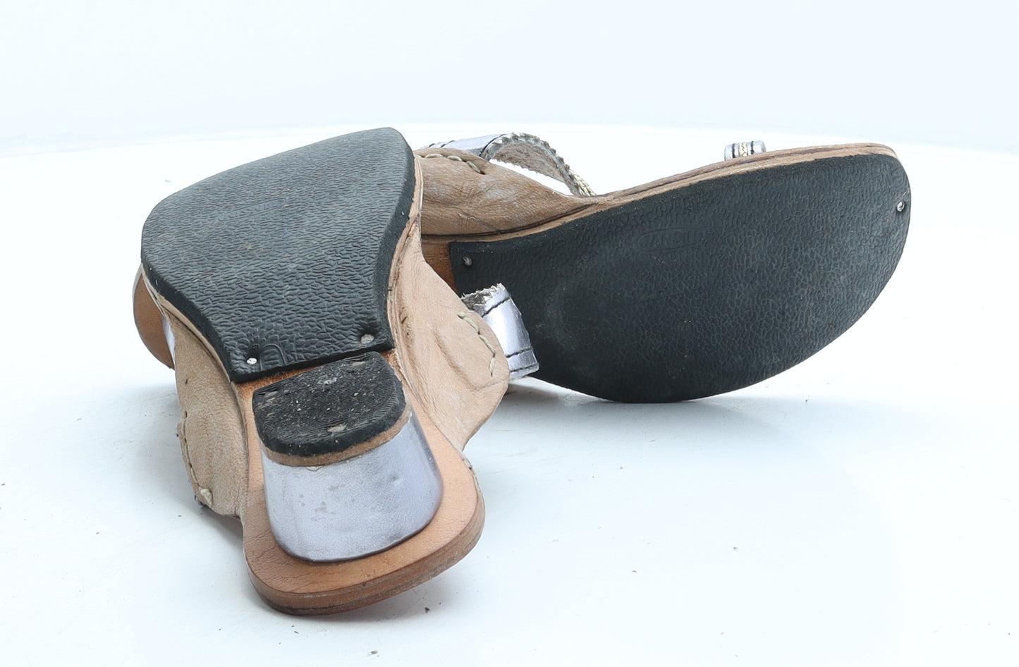 Preworn Womens Grey Silk Strappy Sandal UK 8