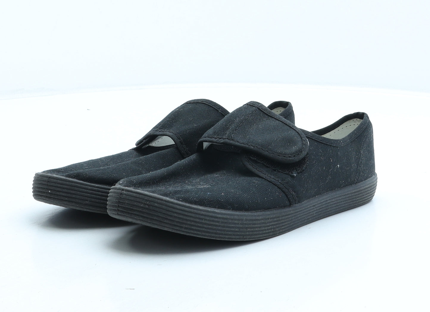 Marks and Spencer Boys Black Fabric Slip On Trainer UK 2