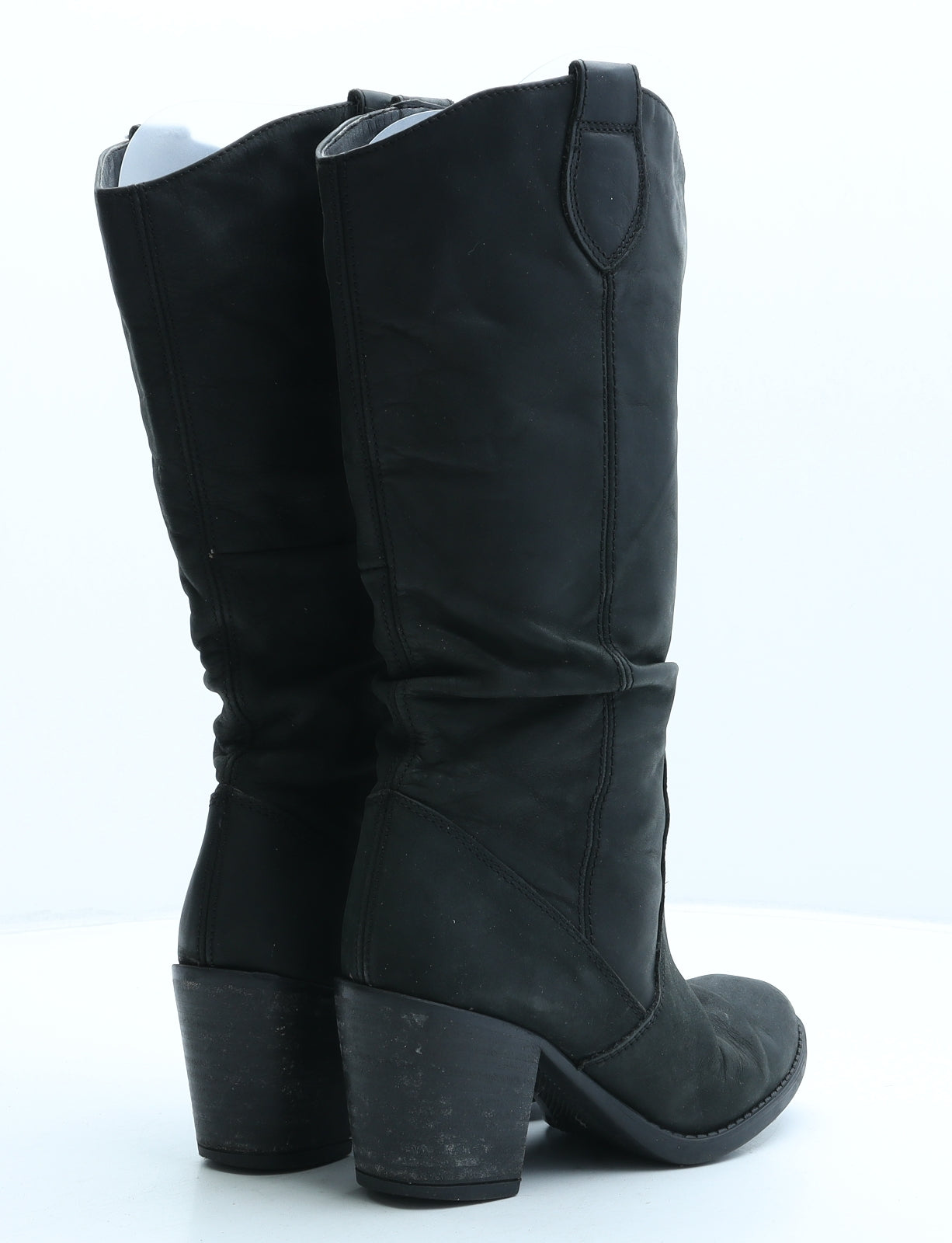 Preworn Womens Black Leather Cowboy Boot UK 3 36