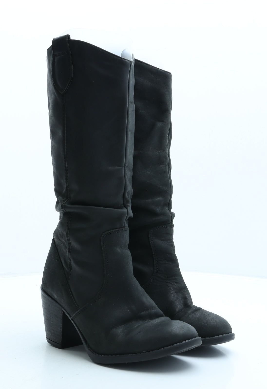 Preworn Womens Black Leather Cowboy Boot UK 3 36