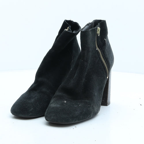 Preworn Womens Black Suede Bootie Boot UK 7