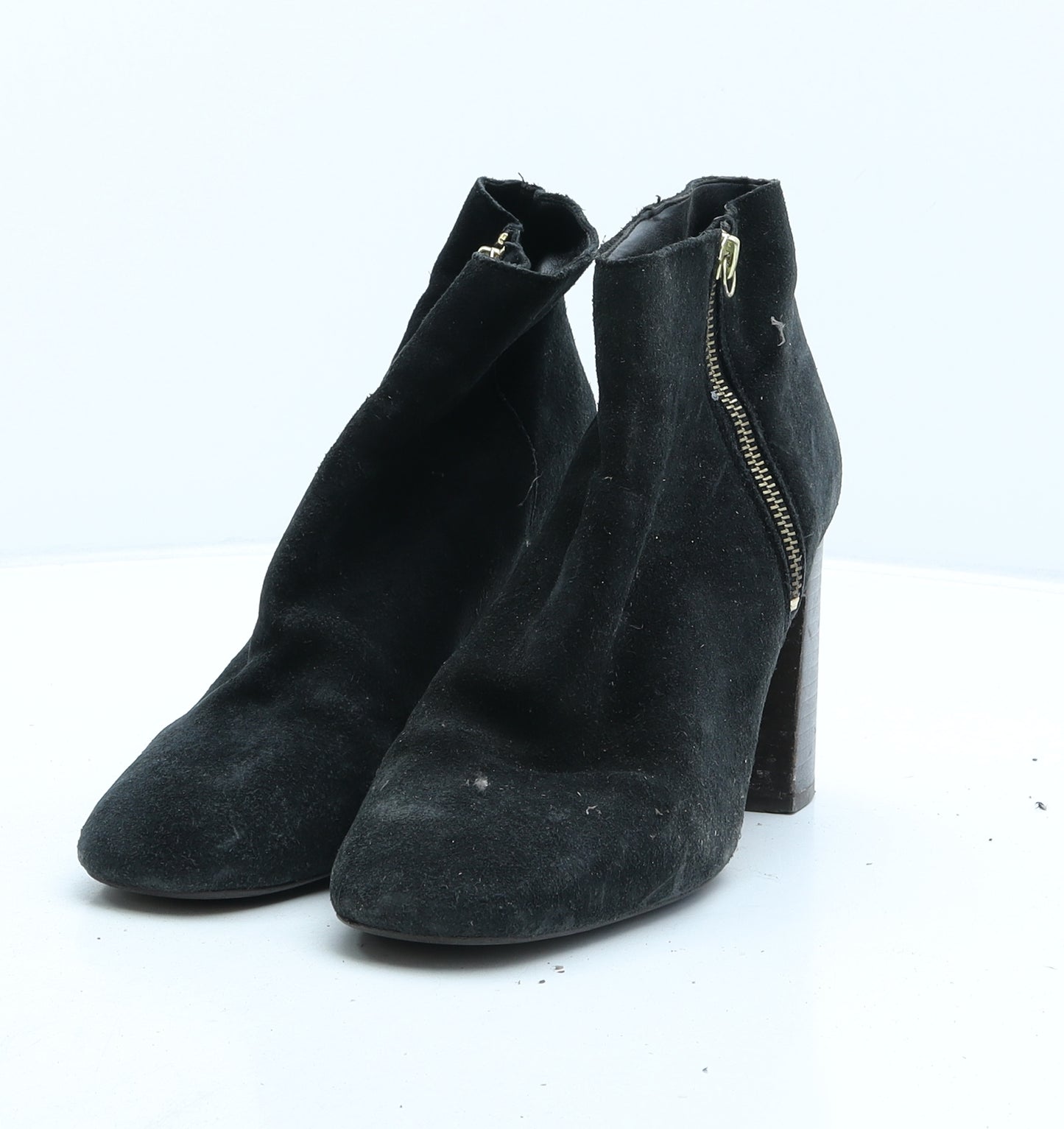 Preworn Womens Black Suede Bootie Boot UK 7