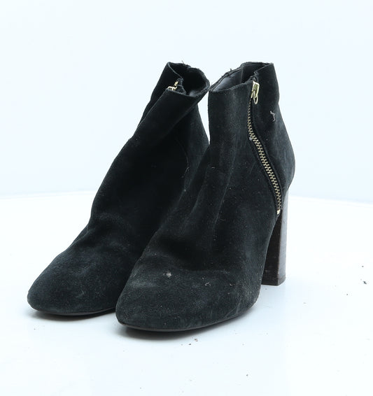 Preworn Womens Black Suede Bootie Boot UK 7