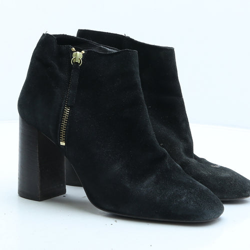 Preworn Womens Black Suede Bootie Boot UK 7