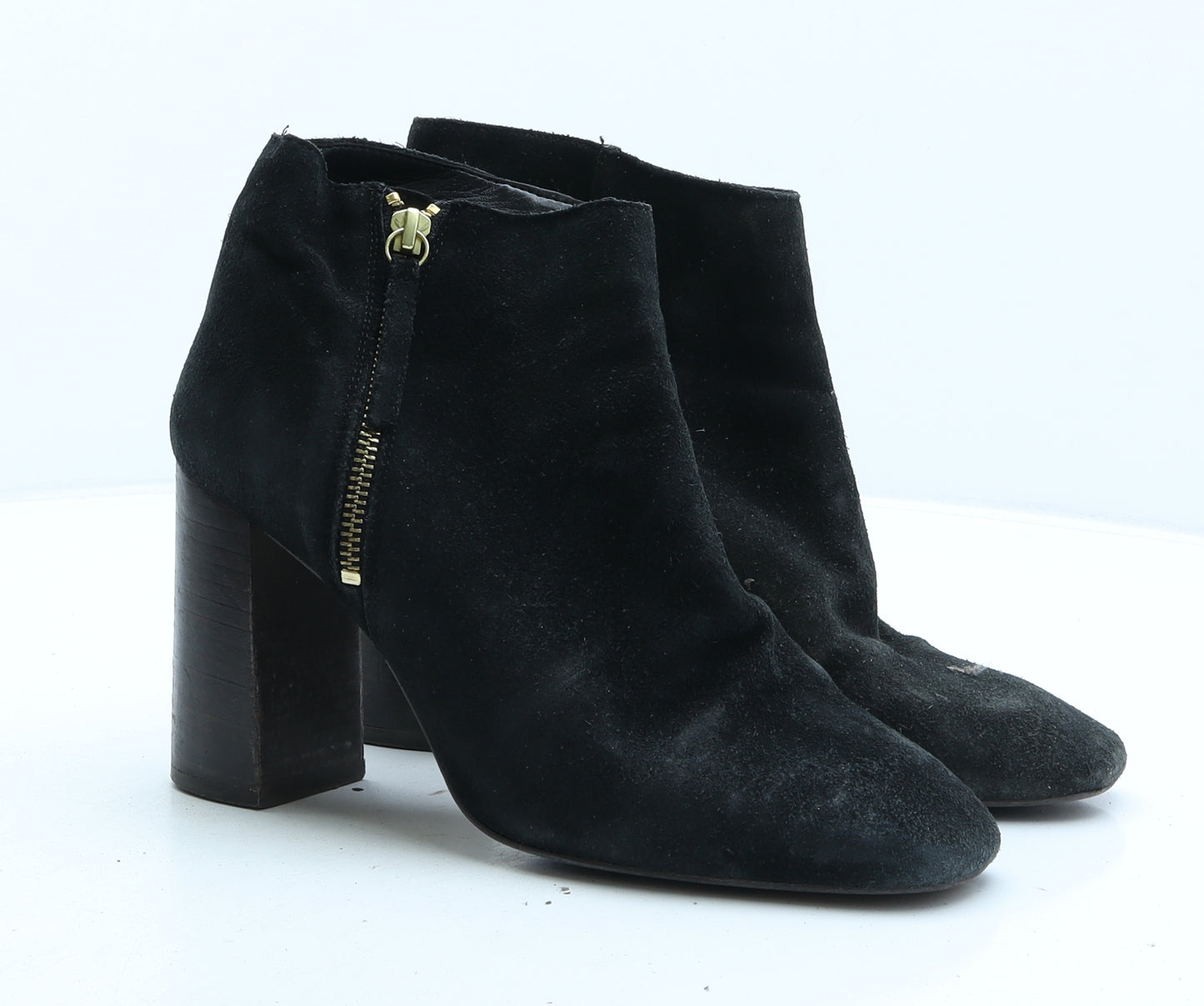 Preworn Womens Black Suede Bootie Boot UK 7