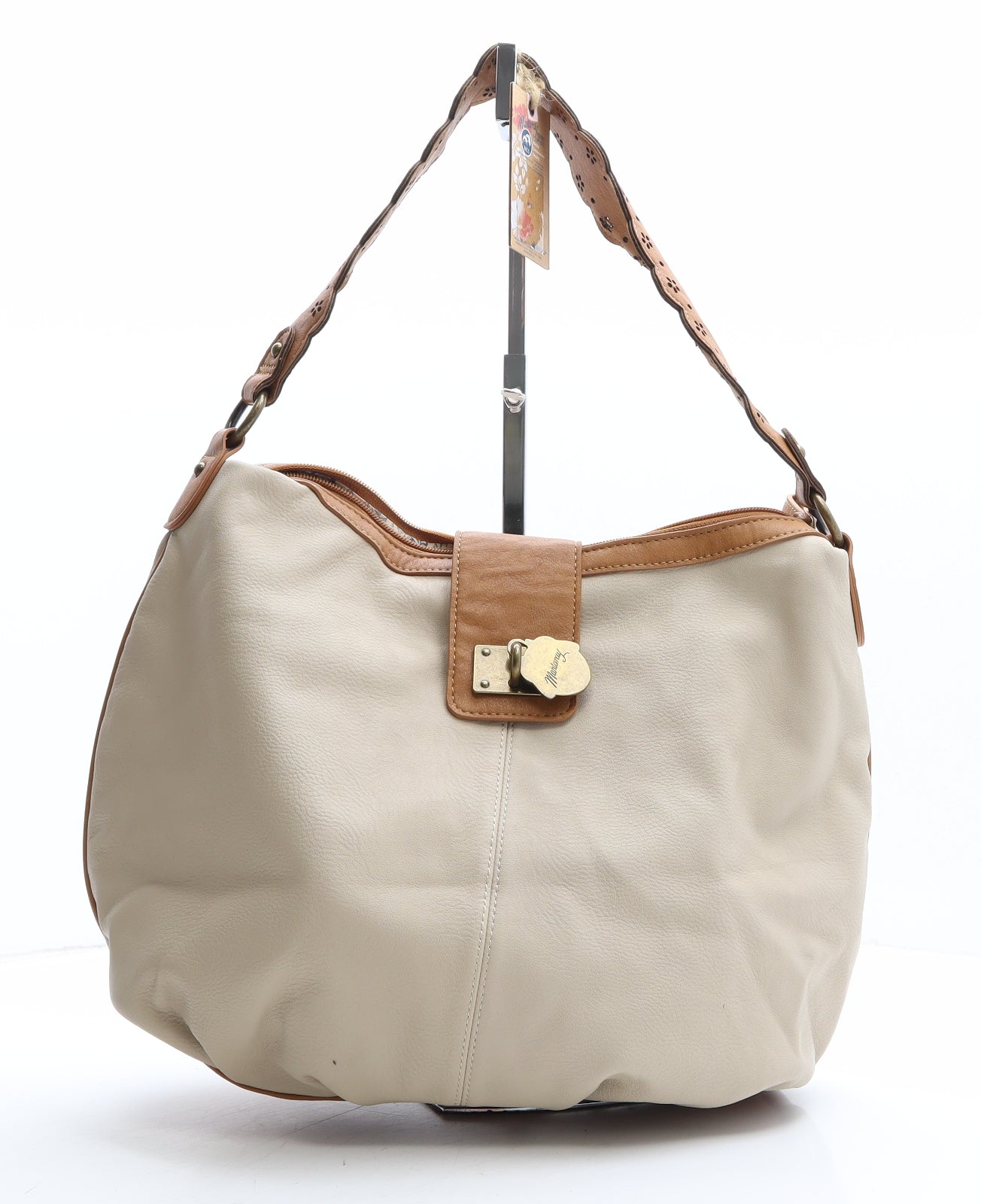 MANTARAY PRODUCTS Womens Beige Polyethylene Top Handle Bag Size Medium