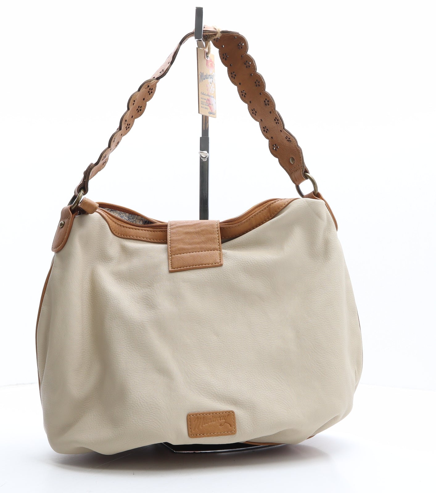 MANTARAY PRODUCTS Womens Beige Polyethylene Top Handle Bag Size Medium