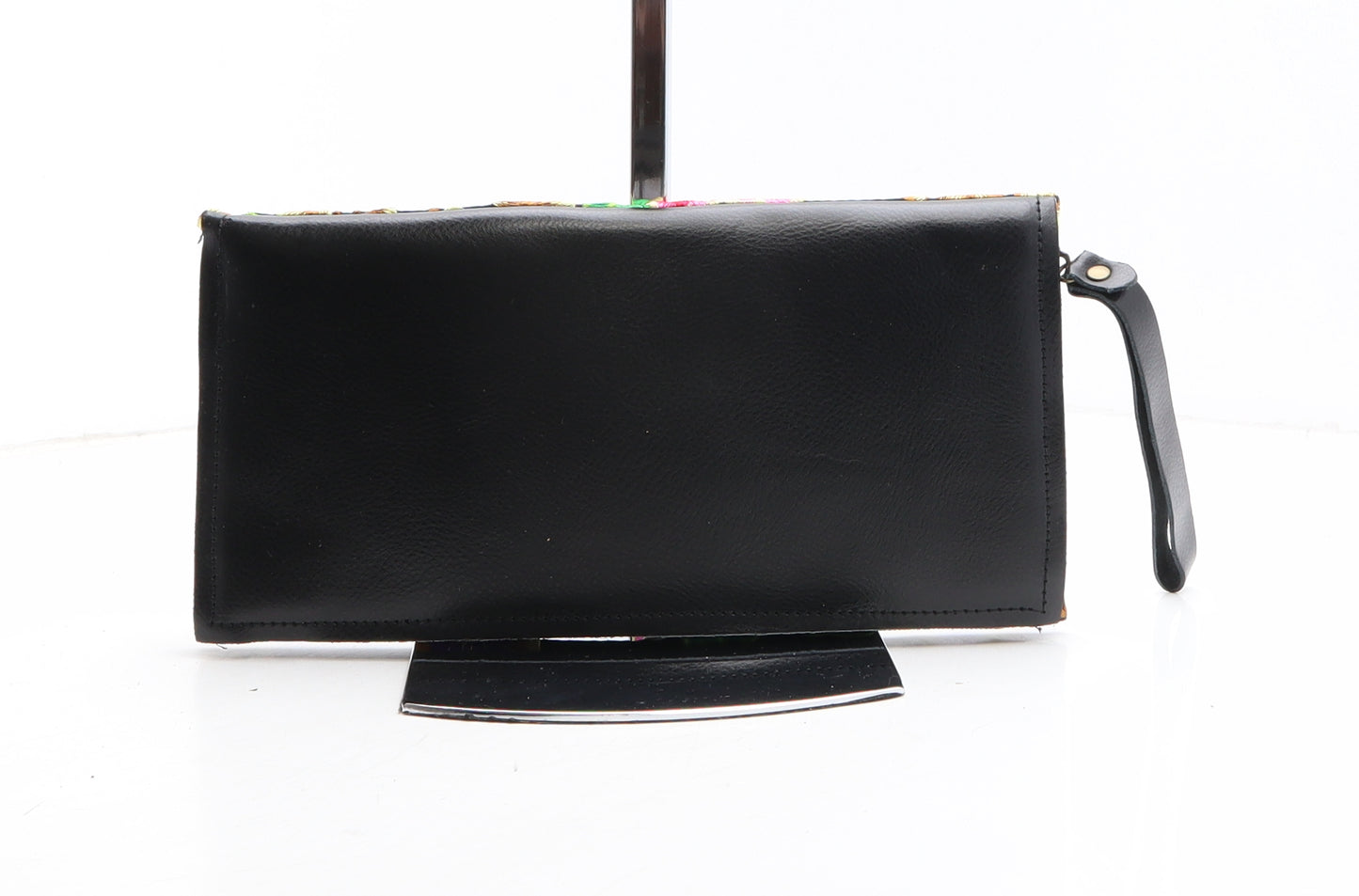 Peacocks Womens Black Floral Polyethylene Clutch Size Small