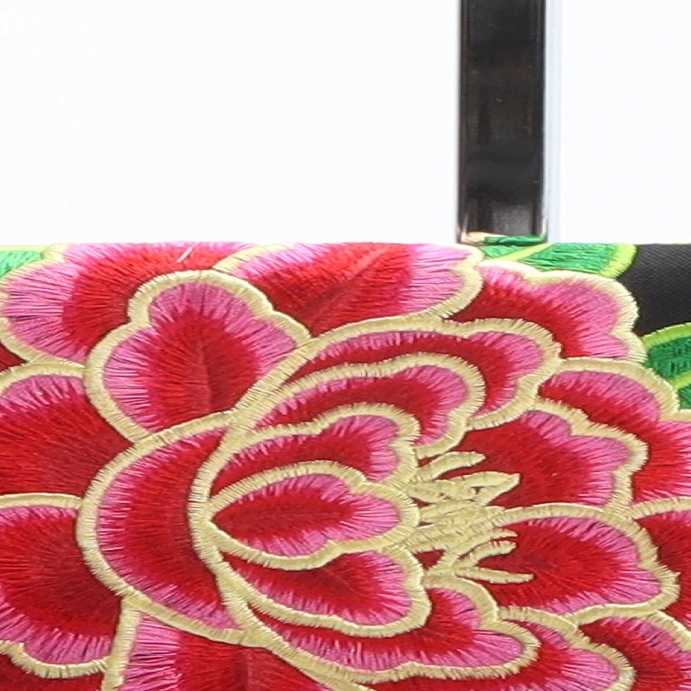 Peacocks Womens Black Floral Polyethylene Clutch Size Small