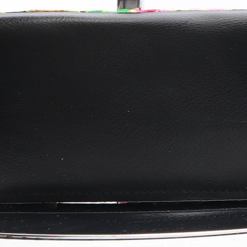 Peacocks Womens Black Floral Polyethylene Clutch Size Small