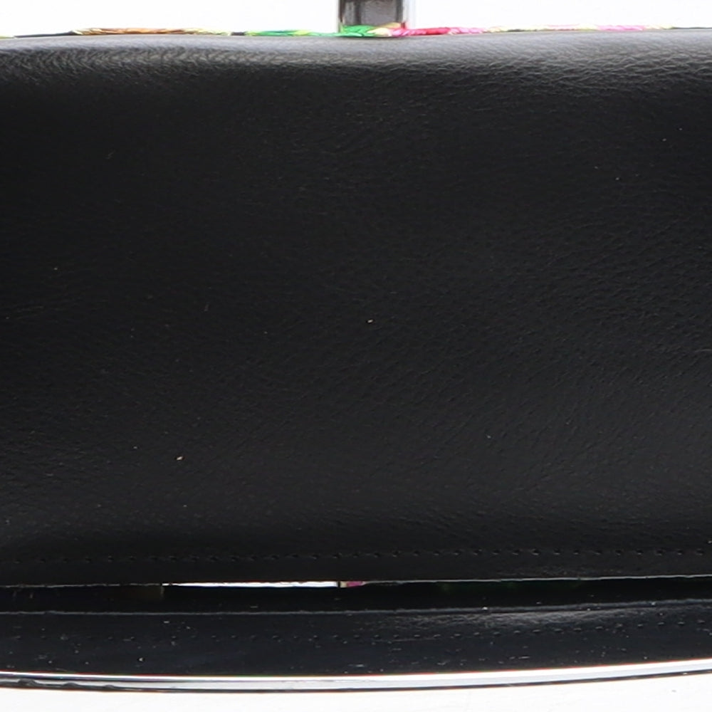 Peacocks Womens Black Floral Polyethylene Clutch Size Small