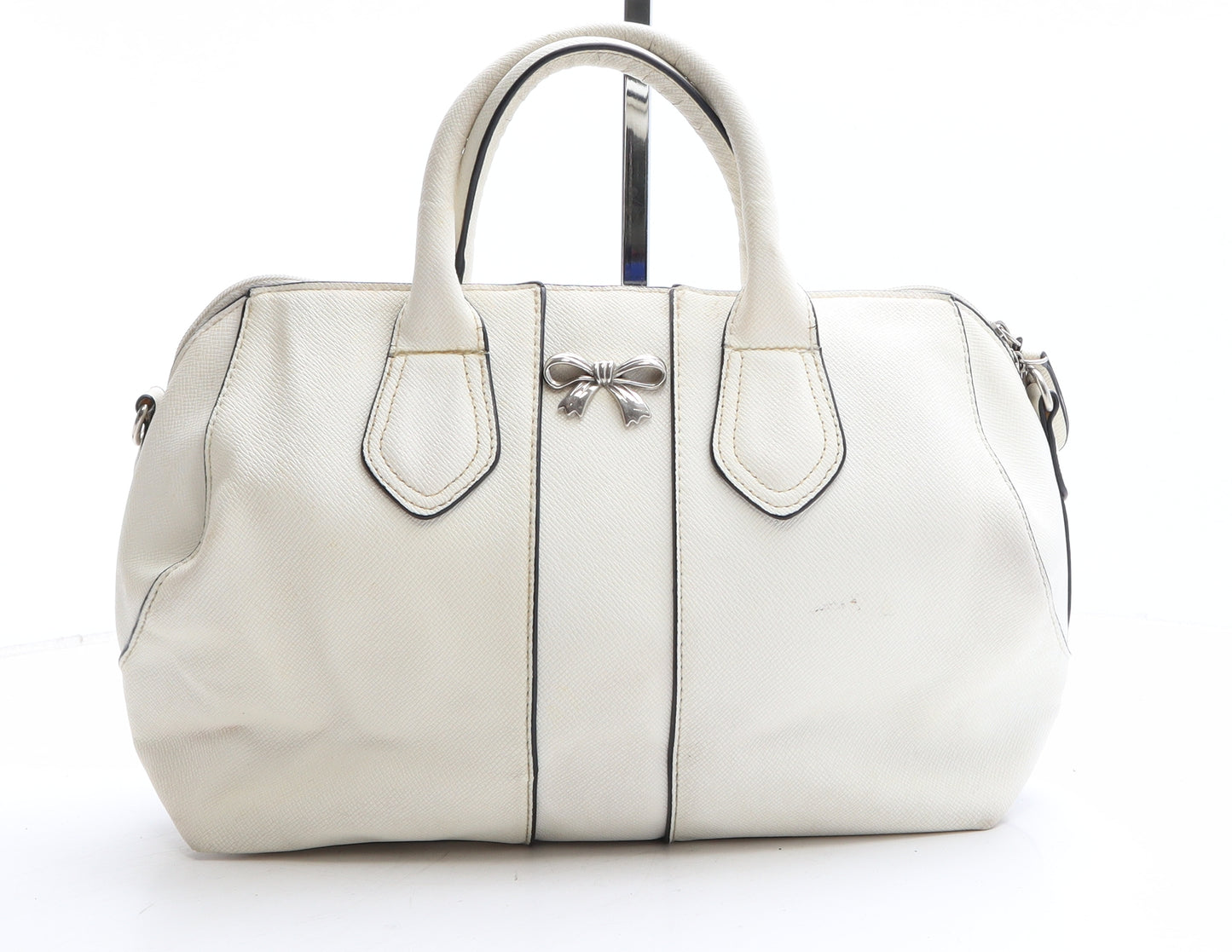 Preworn Womens Ivory Polyethylene Top Handle Bag Size Medium