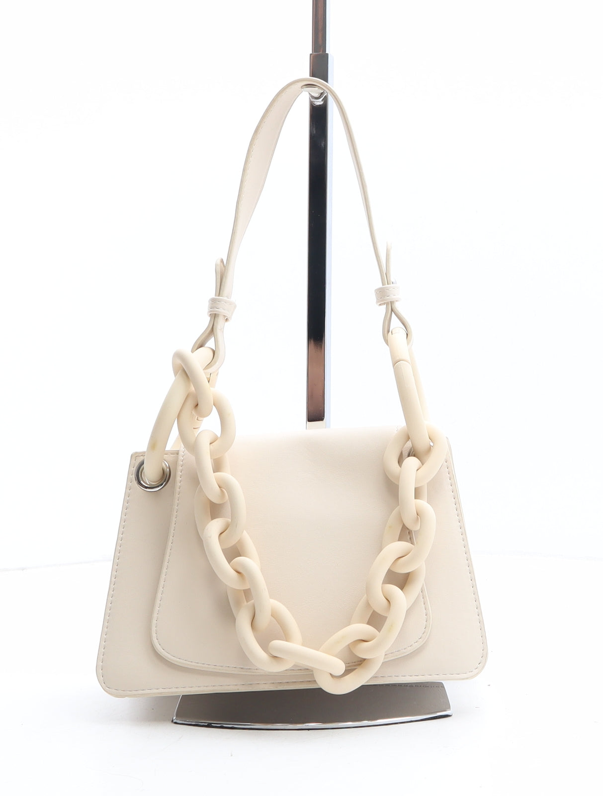 Na-Kd Womens Beige Polyethylene Top Handle Bag Size Mini