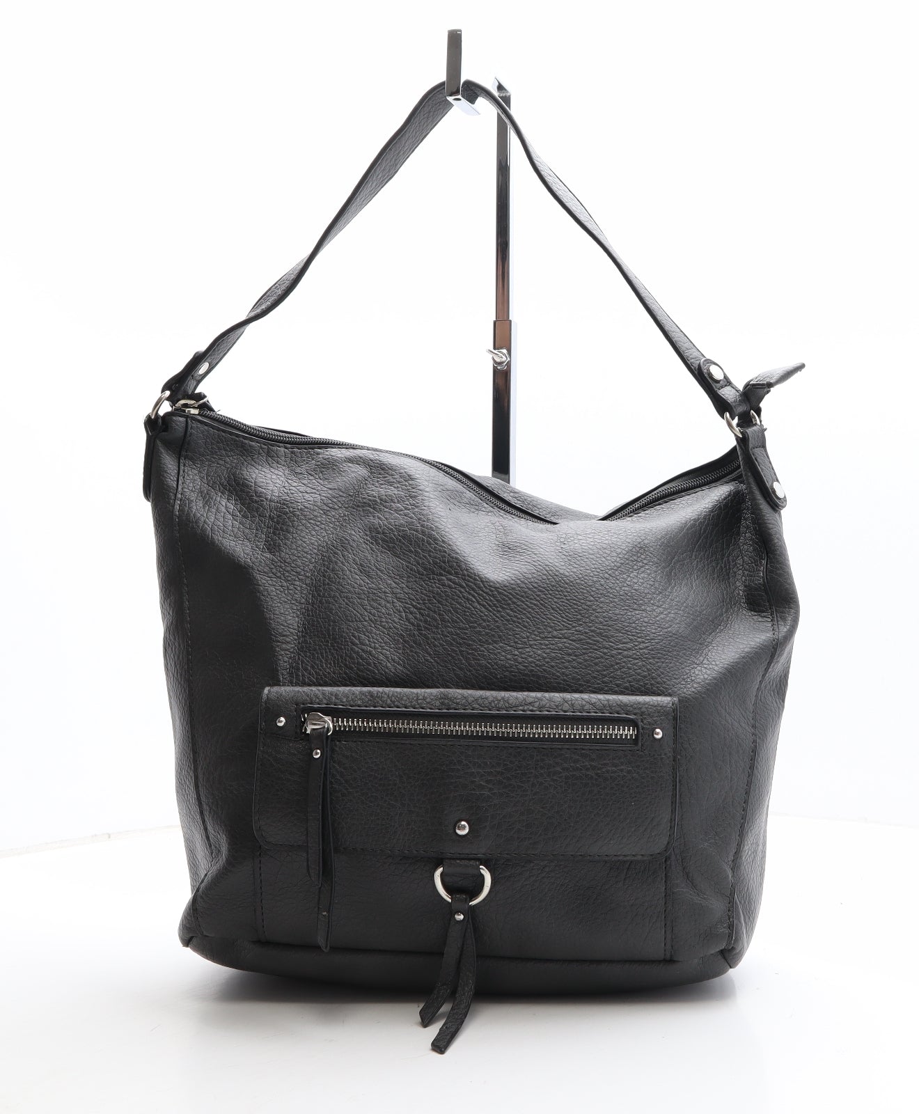 F&F Womens Black Polyethylene Shoulder Bag Size Large