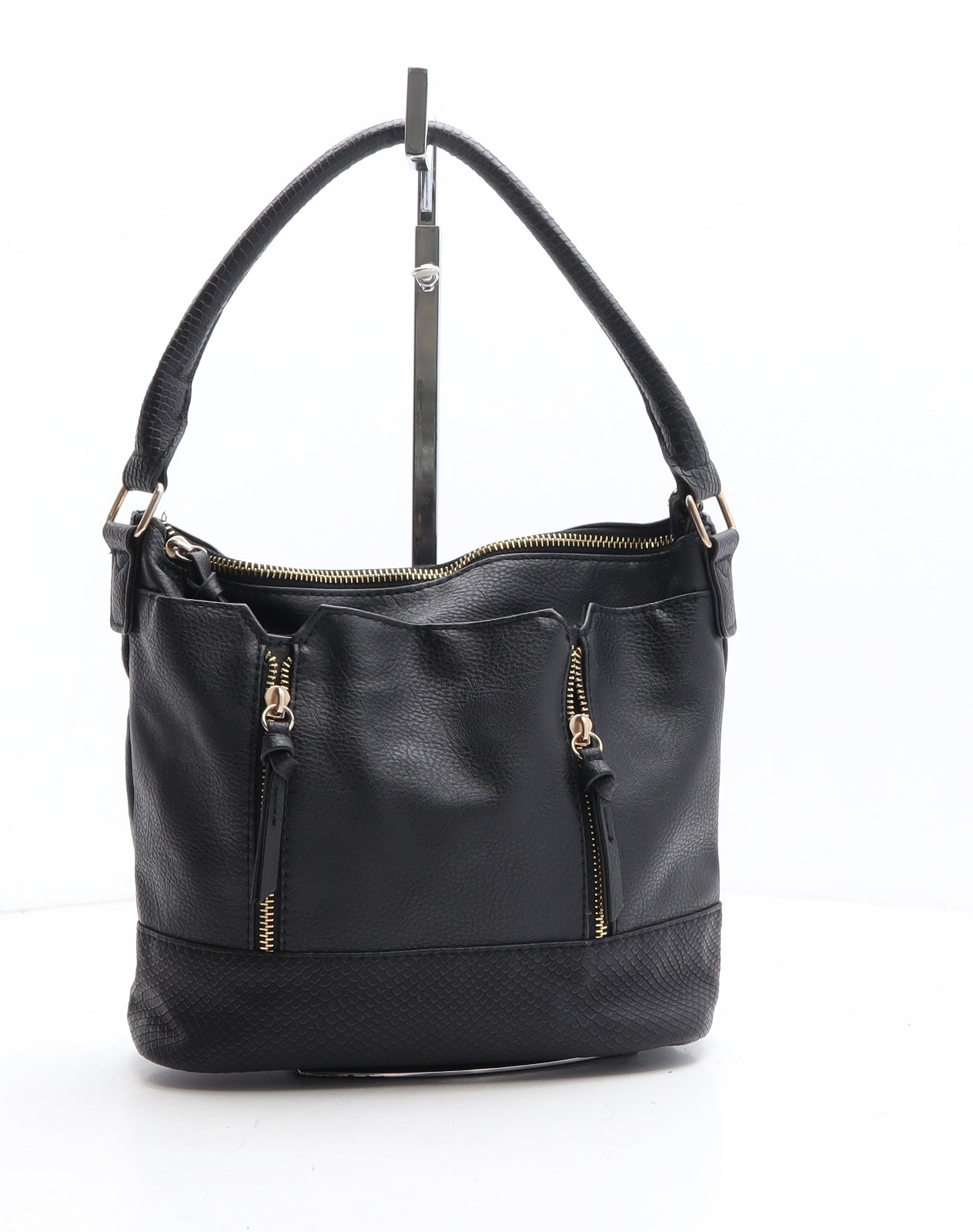 Preworn Womens Black Polyethylene Top Handle Bag Size Medium