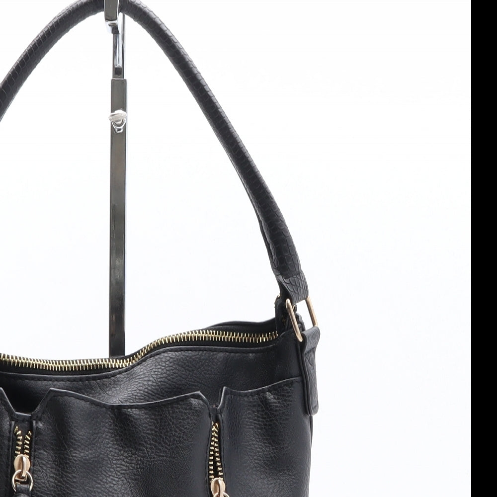 Preworn Womens Black Polyethylene Top Handle Bag Size Medium
