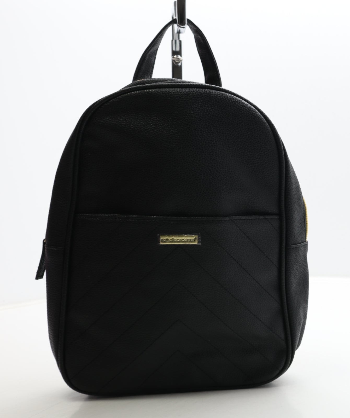 Natalie Andersen Womens Black Polyurethane Backpack Size Medium