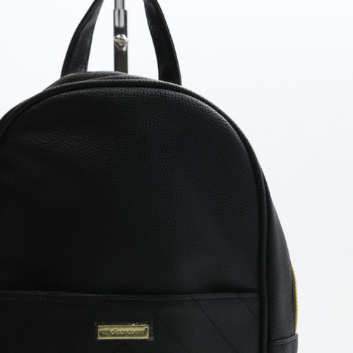 Natalie Andersen Womens Black Polyurethane Backpack Size Medium