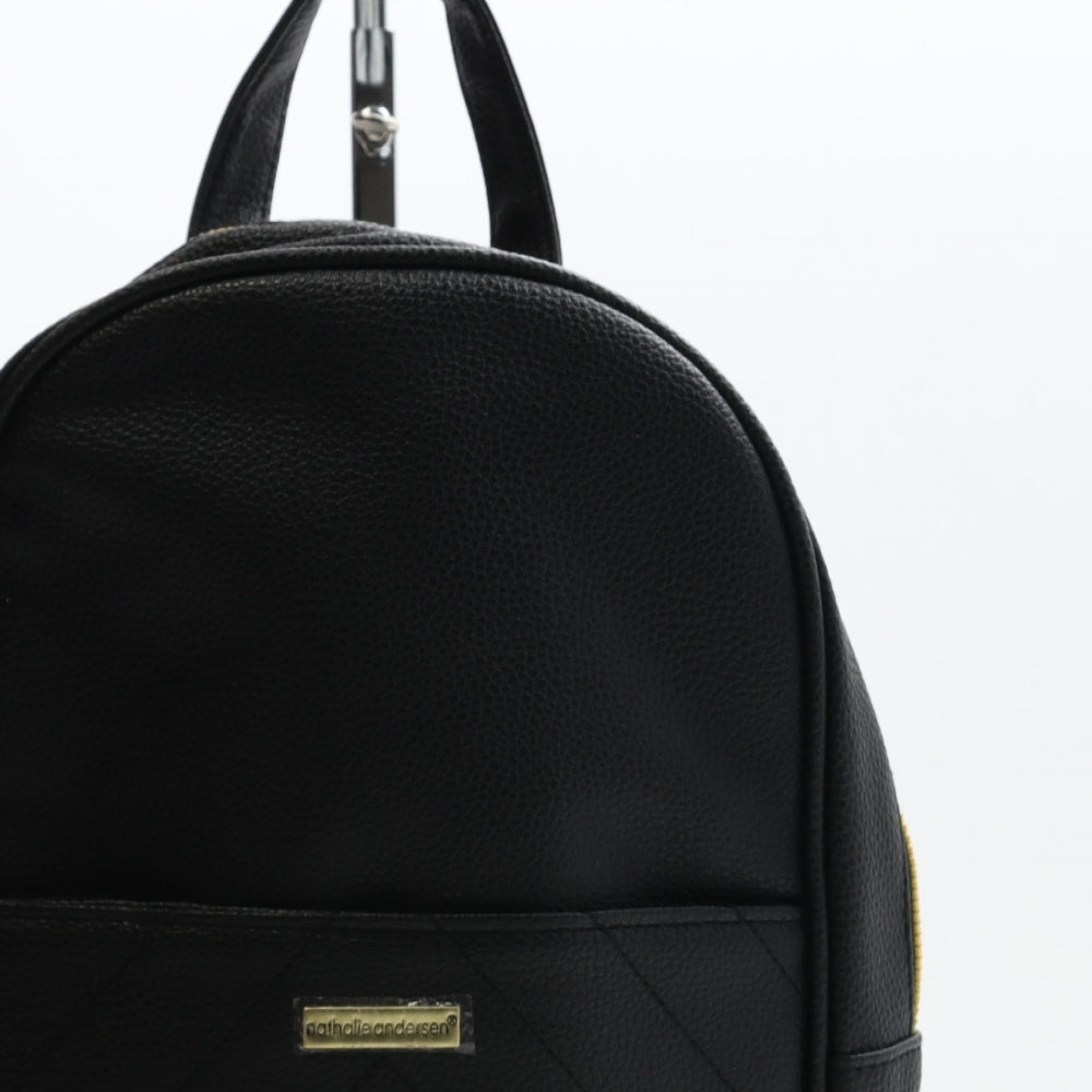 Natalie Andersen Womens Black Polyurethane Backpack Size Medium