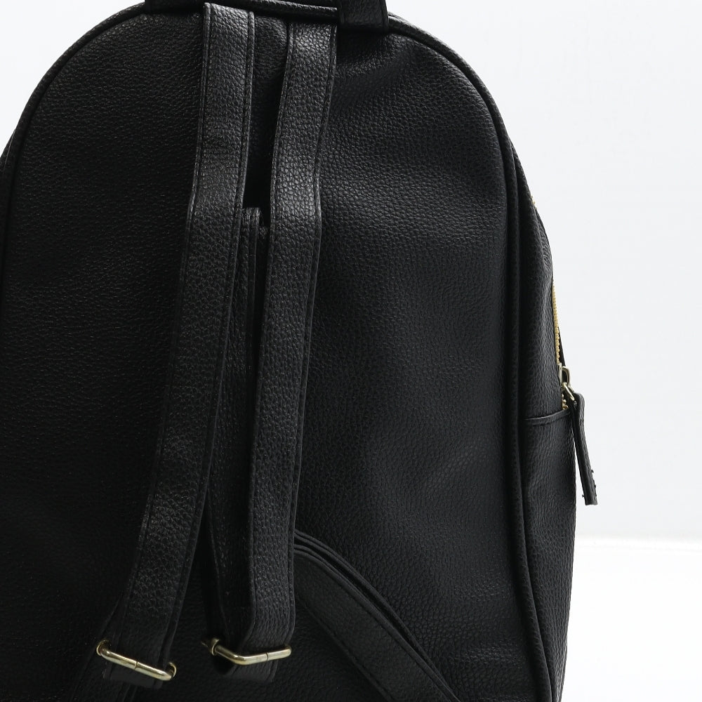 Natalie Andersen Womens Black Polyurethane Backpack Size Medium