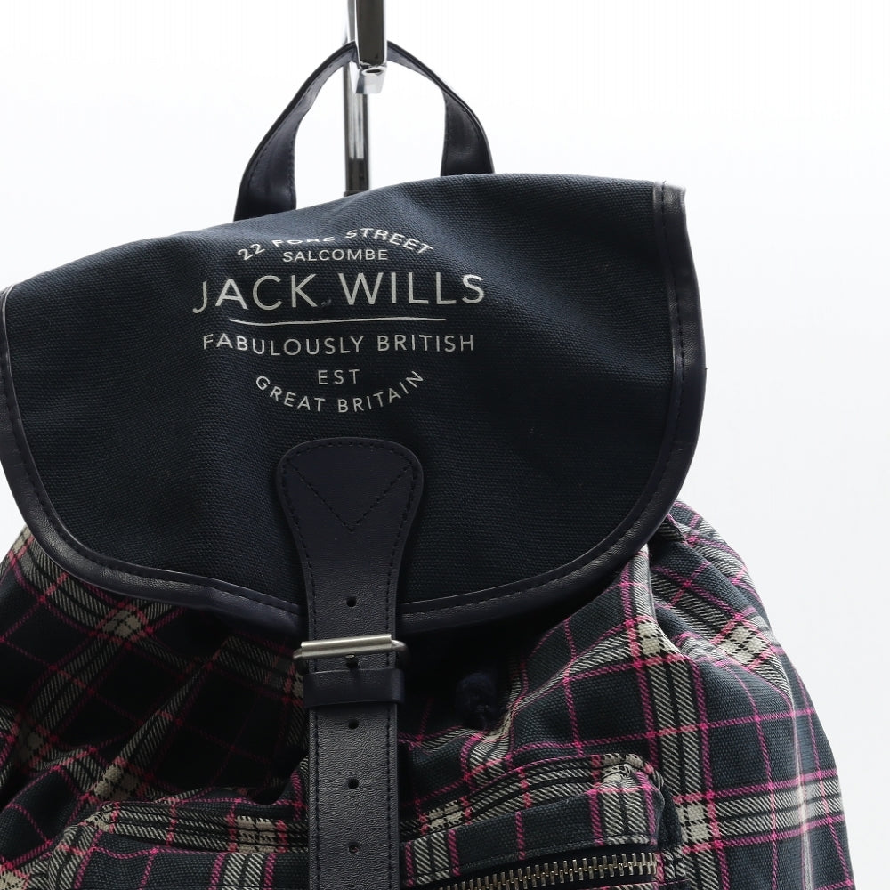 Jack Wills Womens Blue Plaid Cotton Backpack Size Large