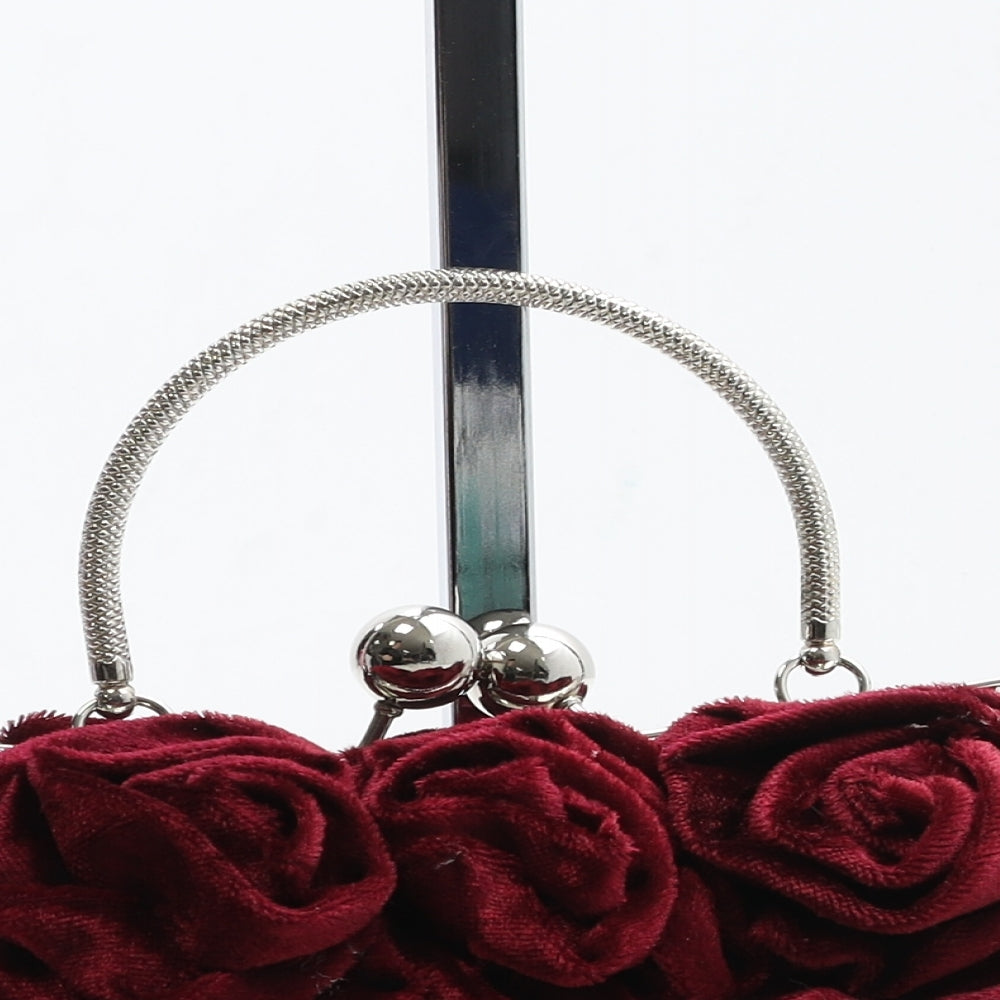 New Look Womens Red Polyester Clutch Size Small - Flower Detail