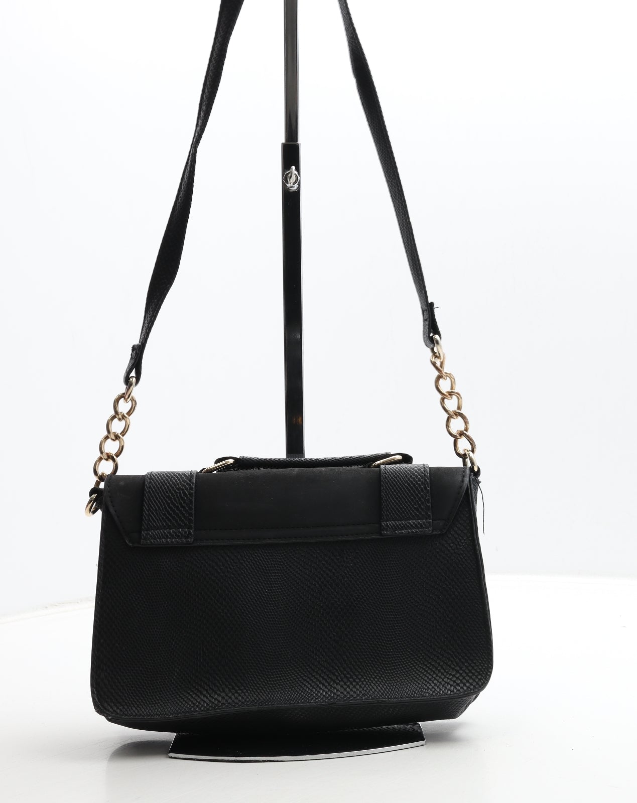 River Island Womens Black Polyurethane Satchel Size Small