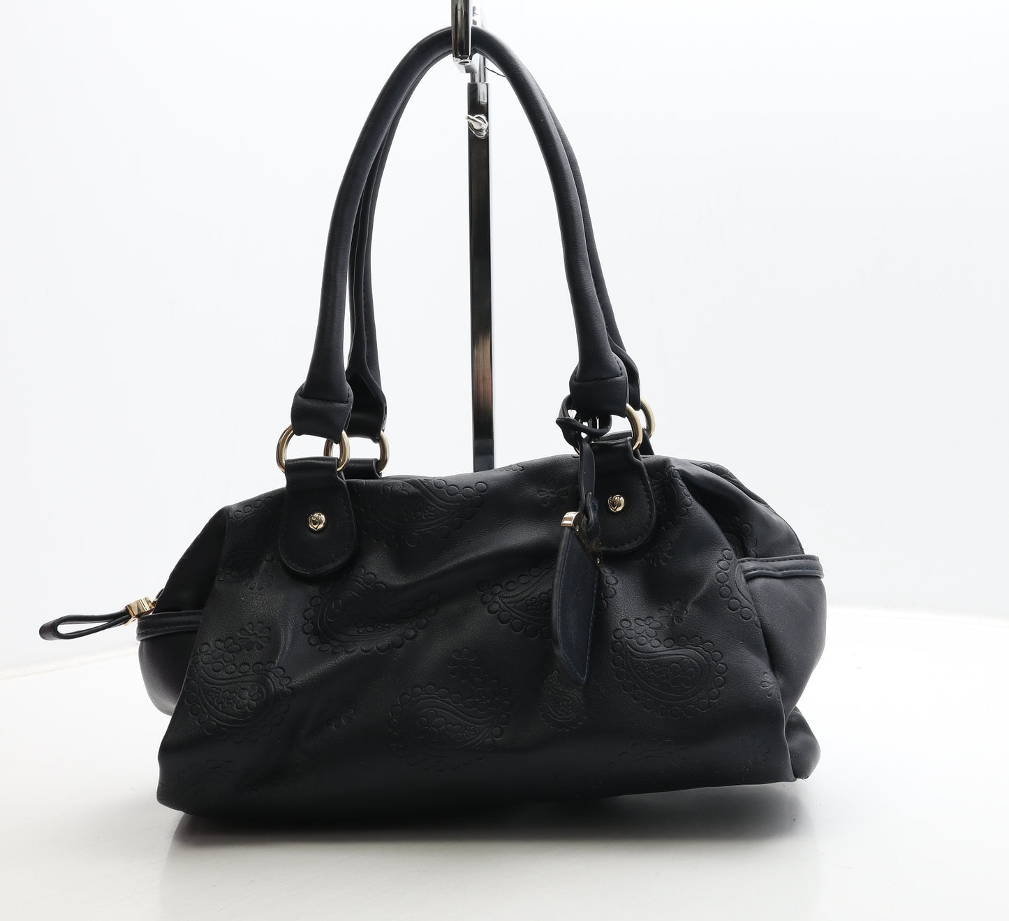 Marks and Spencer Womens Blue Paisley Polyurethane Top Handle Bag Size Medium