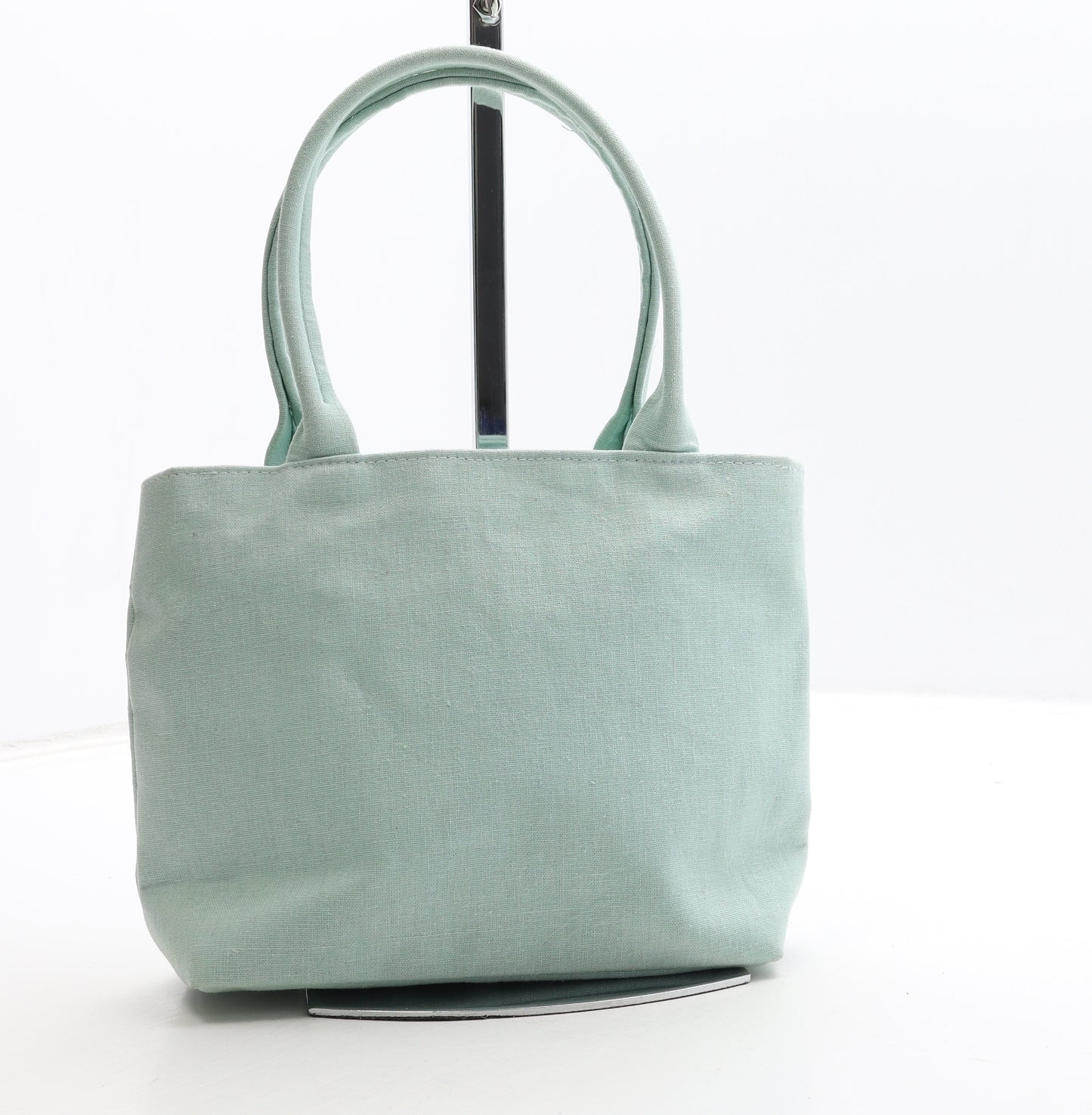 Manumii Womens Mint Canvas Top Handle Bag Size Small - Peacock Feather Detail