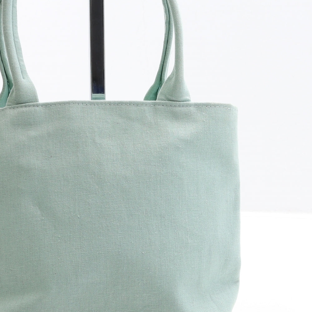 Manumii Womens Mint Canvas Top Handle Bag Size Small - Peacock Feather Detail