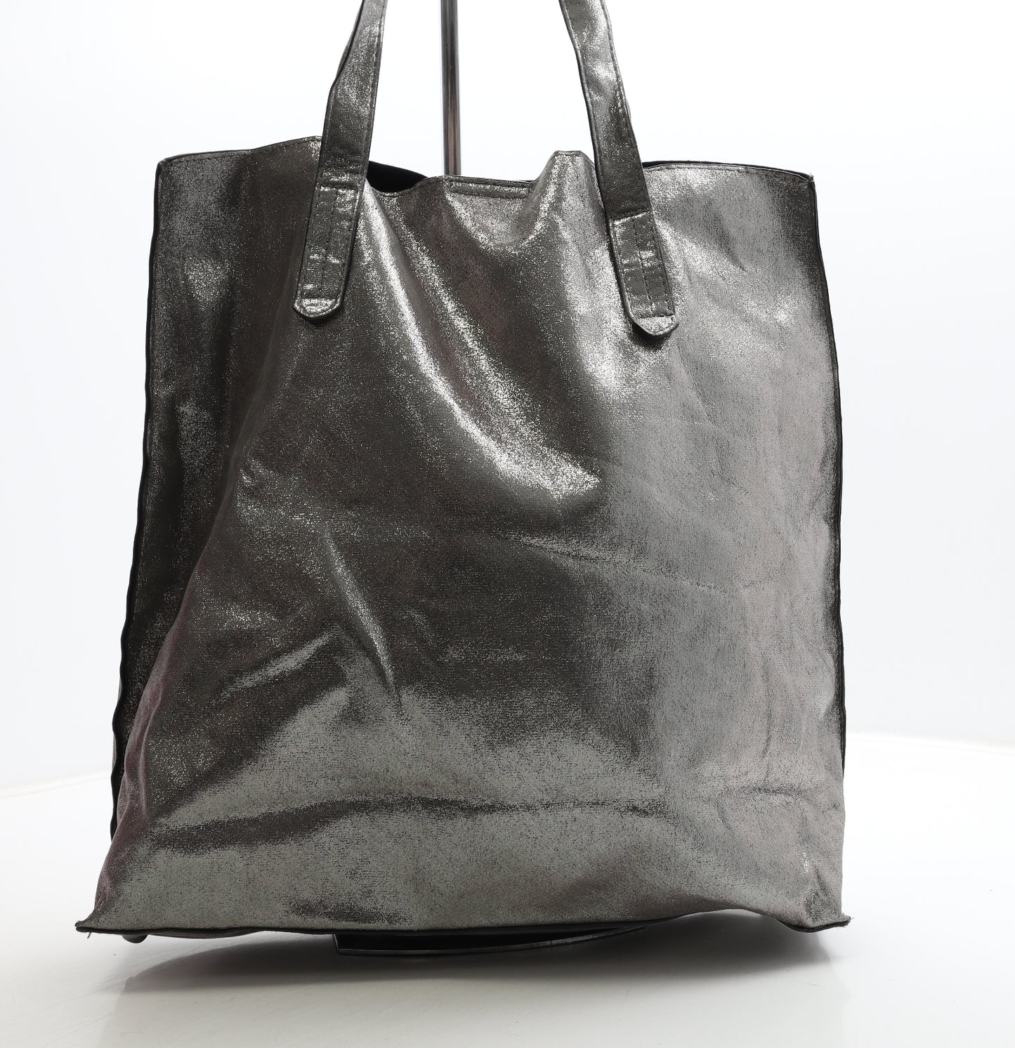 Atmosphere Womens Silver Polyurethane Top Handle Bag Size Large