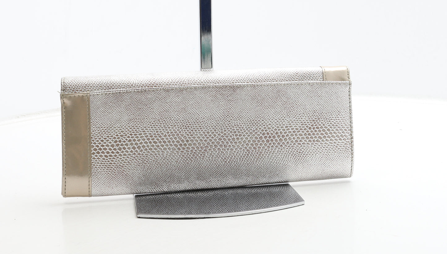 Pilar Abril Womens Gold Polyurethane Clutch Size Small - Croc Texture