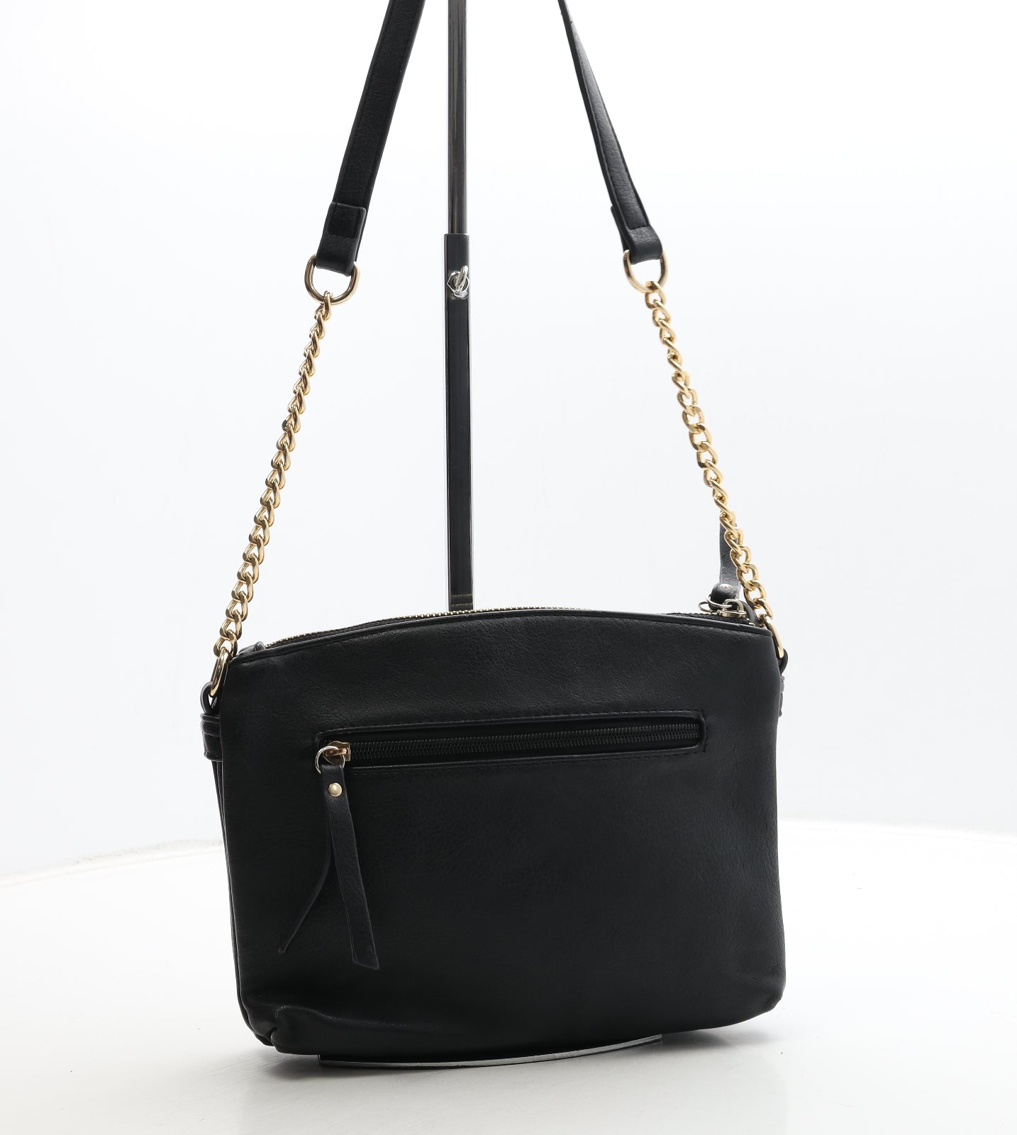 Preworn Womens Black Polyurethane Crossbody Size Medium - Bumble Bee Detail
