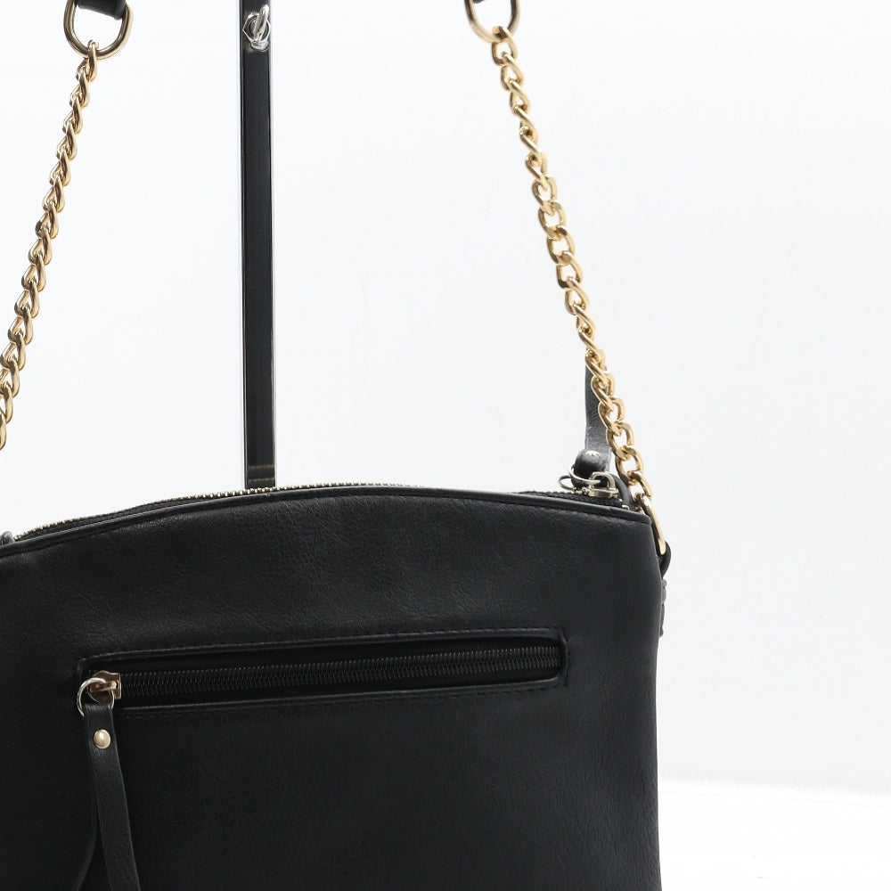 Preworn Womens Black Polyurethane Crossbody Size Medium - Bumble Bee Detail