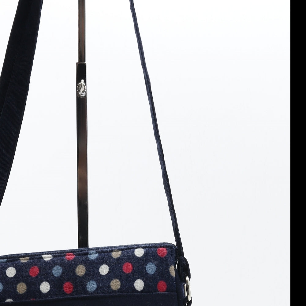 Earth Squared Womens Blue Polka Dot Corduroy Crossbody Size Medium